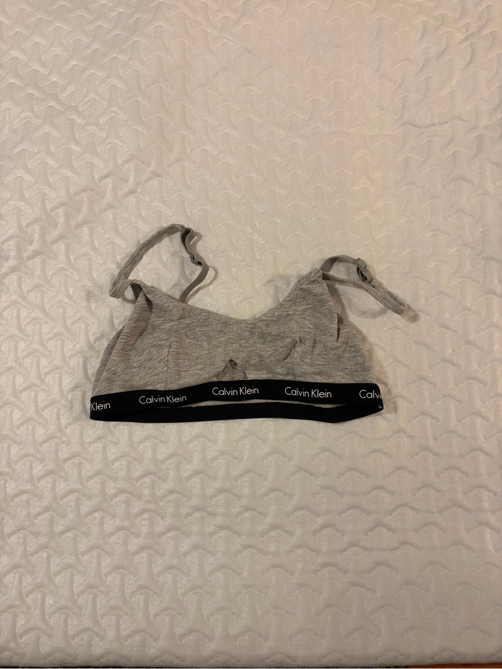 Calvin Klein Heather Gray Bralette with Black Logo Band